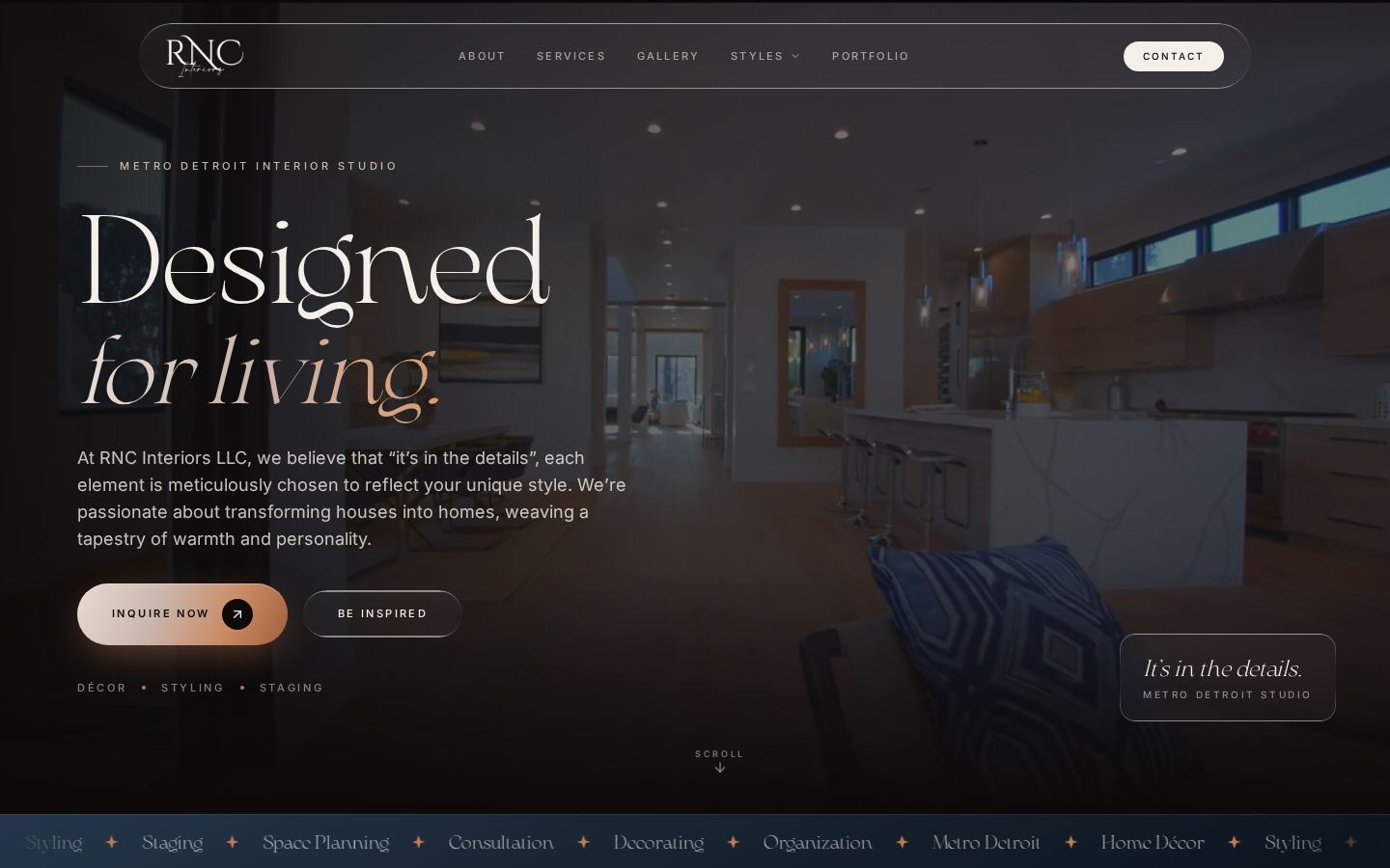 RNC Interiors Detroit interior design website
